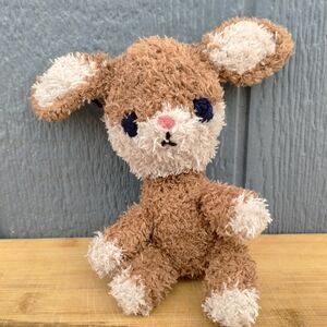 Handmade crochet plush bunny, tan and white
